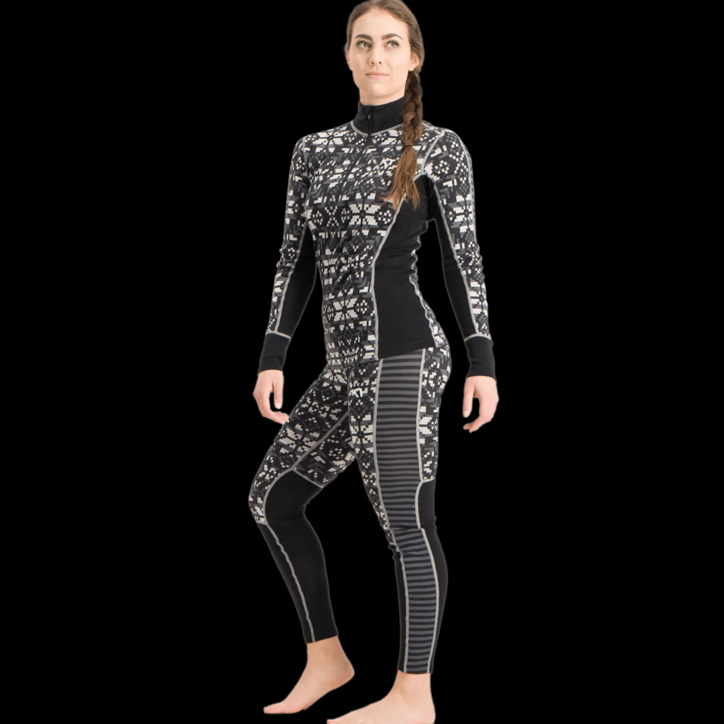 Else Half Zip, naisten villapaita - Villakerrastot yläosat naiset - Else Half Zip, naisten villapaita