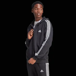 Essential Fleece 3-Stripes Full Zip, miesten huppari - Hupparit - Essential Fleece 3-Stripes Full Zip, miesten huppari