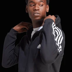 Essential Fleece 3-Stripes Full Zip, miesten huppari - Hupparit - Essential Fleece 3-Stripes Full Zip, miesten huppari