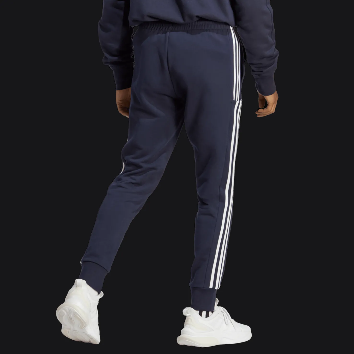 Essentials French Terry Tapered Cuff 3-Stripes Joggers, miesten collegehousut - T-Paidat Ja Pikeepaidat - Essentials French Terry Tapered Cuff 3-Stripes Joggers, miesten collegehousut