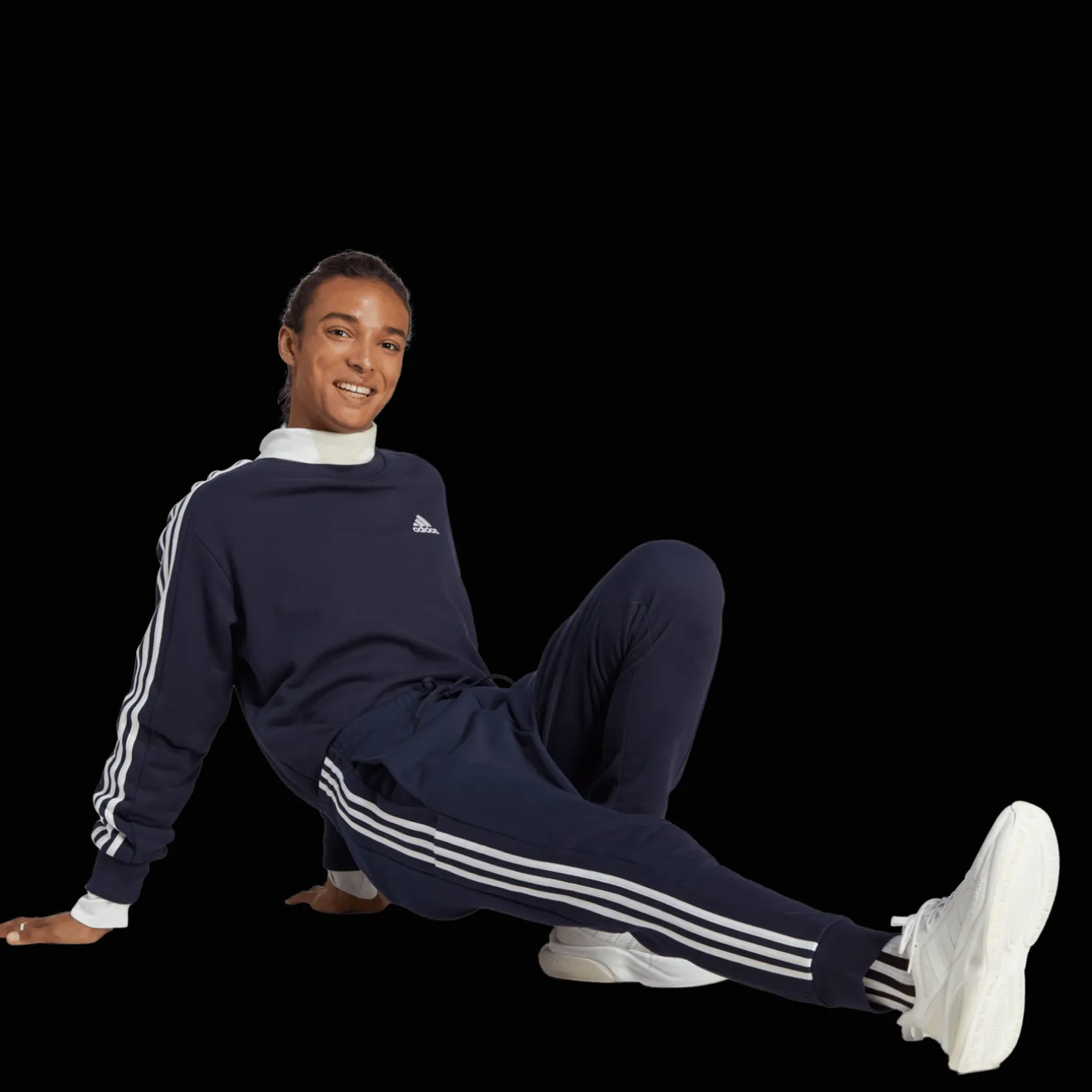 Essentials French Terry Tapered Cuff 3-Stripes Joggers, miesten collegehousut - T-Paidat Ja Pikeepaidat - Essentials French Terry Tapered Cuff 3-Stripes Joggers, miesten collegehousut