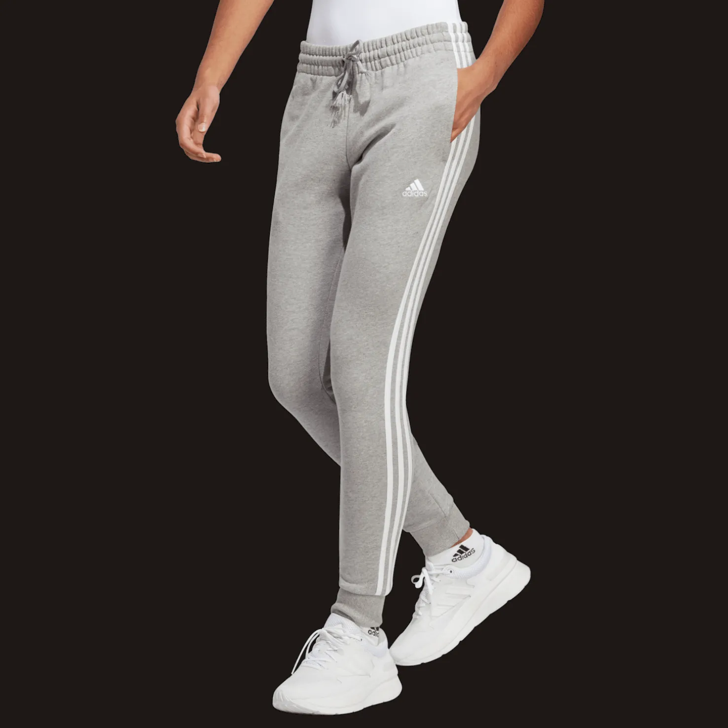 Essentials 3-Stripes French Terry Cuffed Pant, naisten collegehousut - Vapaa-Ajan Housut - Essentials 3-Stripes French Terry Cuffed Pant, naisten collegehousut