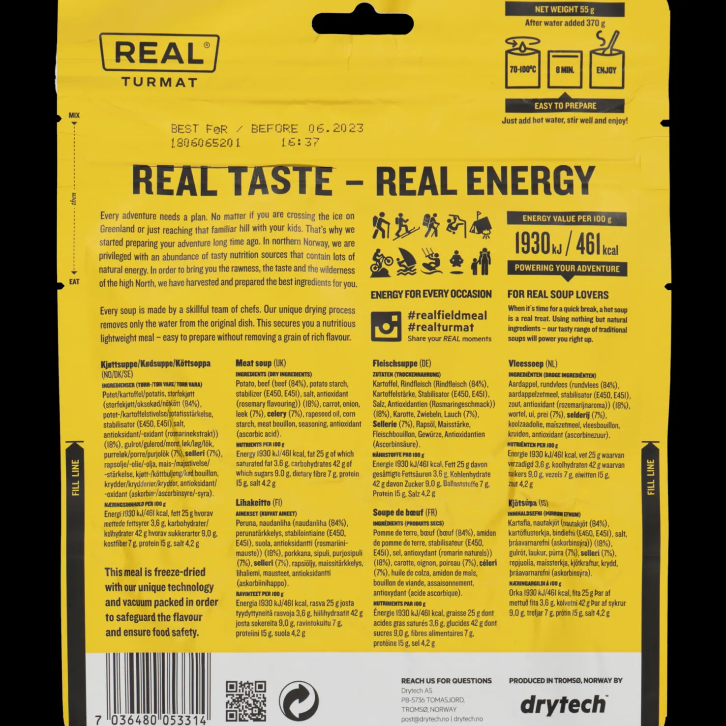 Meat Soup, pakastekuivattu retkiruoka - Retkiruoat Ja -Muonat - Meat Soup, pakastekuivattu retkiruoka