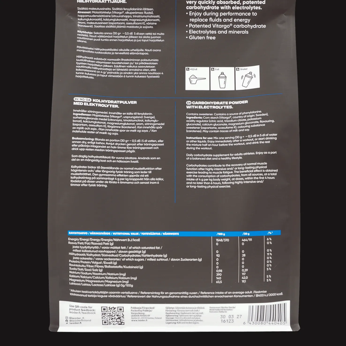 Performance Vitargo + Electrolytes 900 g, urheilujuoma - Energiapatukat - Performance Vitargo + Electrolytes 900 g, urheilujuoma