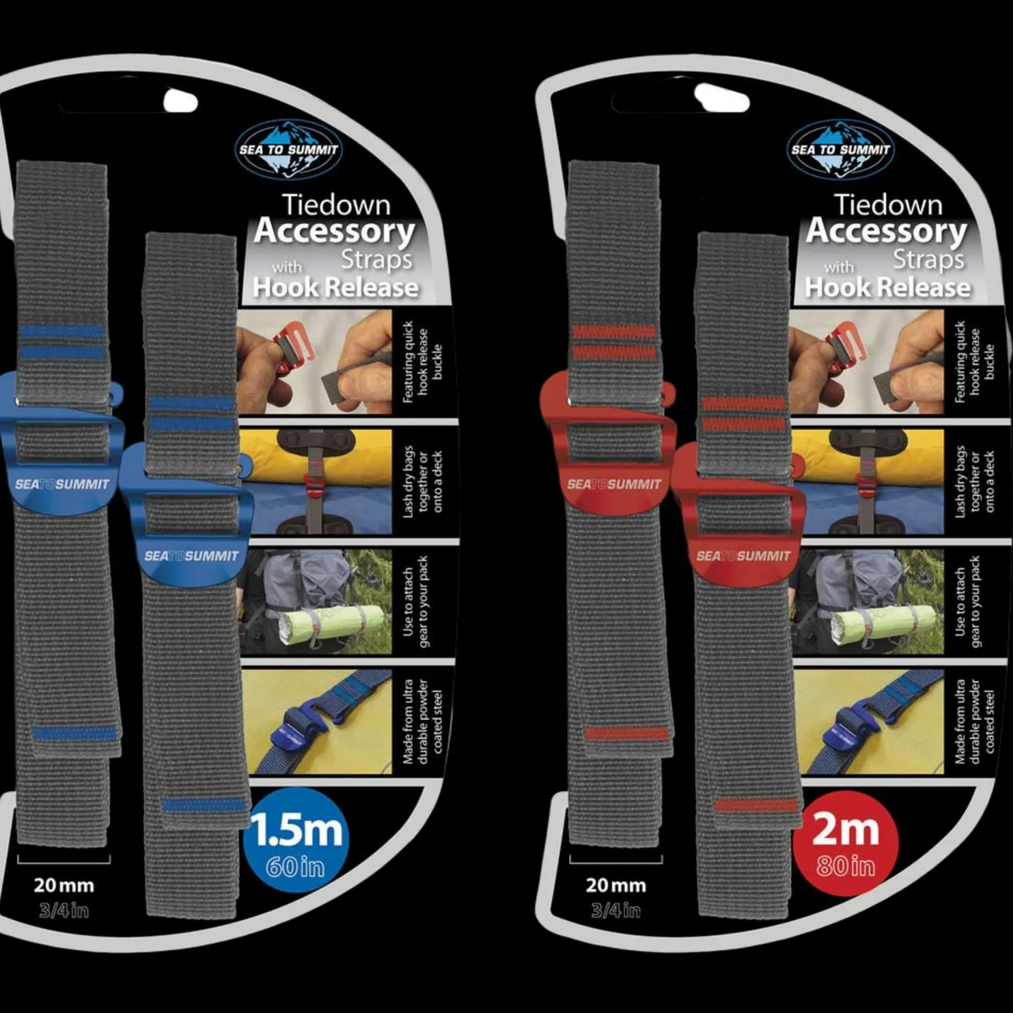 Sea To Summit Tiedown Hook Strap 1.5M 20Mm Blue - Muut Retkeilyvarusteet - Sea To Summit Tiedown Hook Strap 1.5M 20Mm Blue