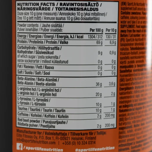 Sportlife Pre-Workout 250g vesimeloni, tehonlisäysjuomajauhe - Energiapatukat - Sportlife Pre-Workout 250g vesimeloni, tehonlisäysjuomajauhe