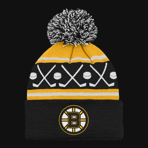 Faceoff Cuff Knit Beanie with pom Bruins - 24/25, fanipipo, unisex, lasten - NHL-Tuotteet - Faceoff Cuff Knit Beanie with pom Bruins - 24/25, fanipipo, unisex, lasten